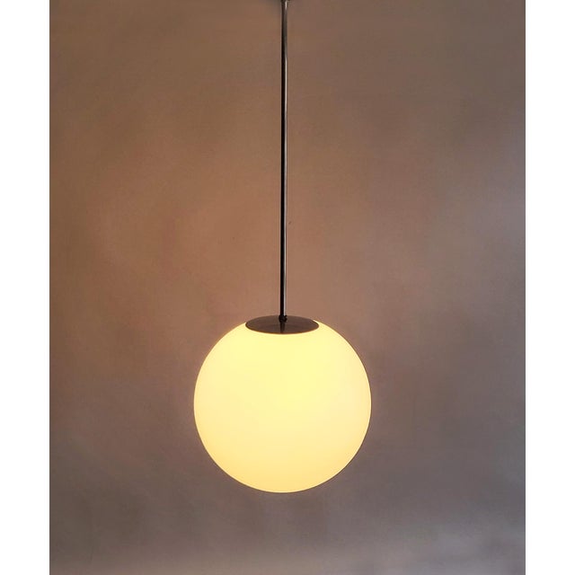 Art Deco Glass and Chrome Globe Pendant, 1930s For Sale - Image 4 of 6