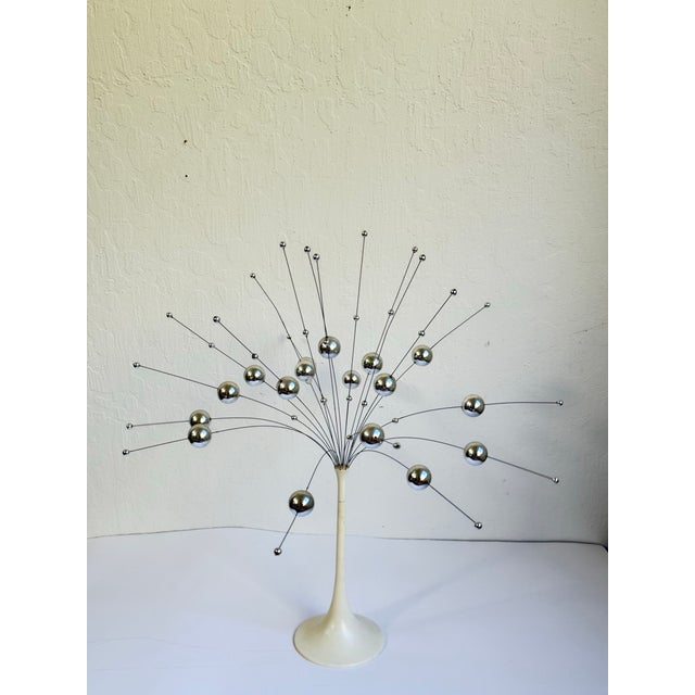 Mid-Century Modern 1960s Danish Modern Laurids Lønborg Silver Kinetic Ball Sculpture With Rare White Base For Sale - Image 3 of 12