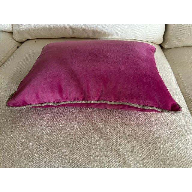 Mid 19th Century Italian Hand Embroidery Pillow With Metal Gold Wire on Magenta Velvet For Sale - Image 4 of 7