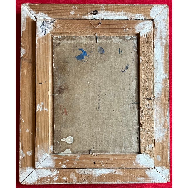 Green French Mid-Century Modern Oil Painting on Board Nude Study in Original Frame Circa 1950 For Sale - Image 8 of 9