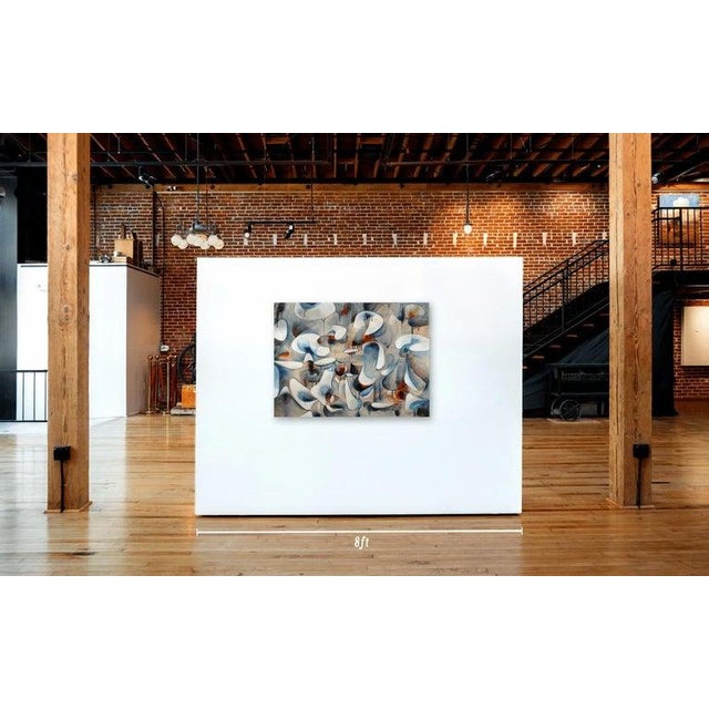 "Drifting Silently By" by Daniel Kettelhut is a richly layered abstract painting that conveys quiet movement and suspended...