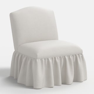 CUSTOM: Spritely Home Ashburn Ruffle Slipper Chair in Dusty Blue Tree of Life For Sale