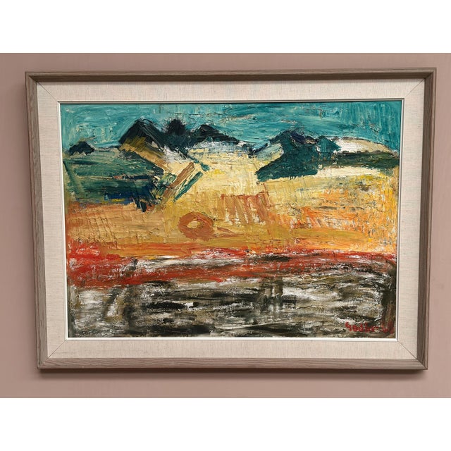 Ragnar Godin, Abstract Landscape, 1968, Oil Painting on Panel, Framed For Sale - Image 14 of 18