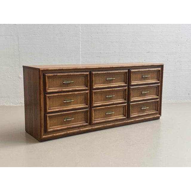 Vintage Sideboard with Rattan Fronts and Brass Handles, Italy, 1970s For Sale - Image 16 of 16