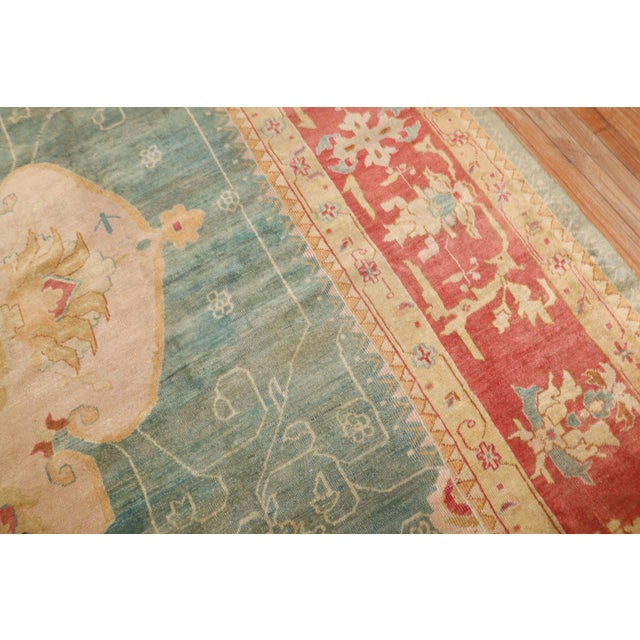 Textile Zabihi Collection Phenomenal Antique Turkish Oushak Rug For Sale - Image 7 of 12