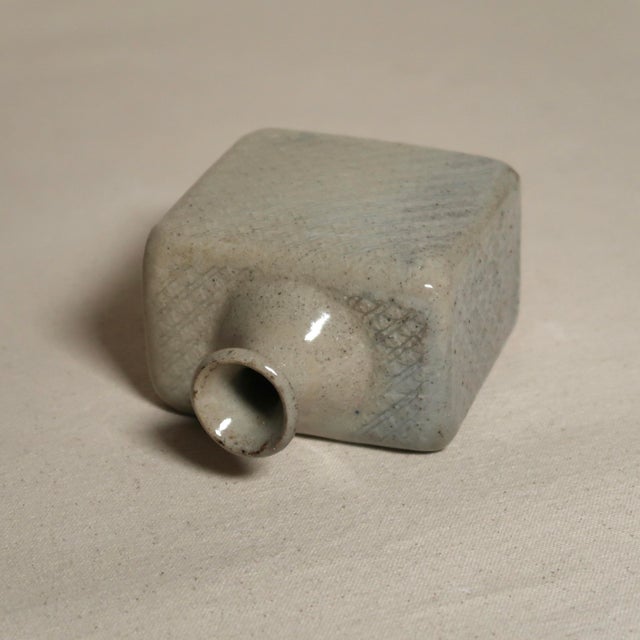 Signed 1983 Textured Grey Scandinavian Style Studio Pottery Bud Vase by Glen Curtis For Sale - Image 10 of 11