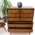 Diamond Front Walnut Mid-Century Modern Double High Chest Dresser For Sale - Image 9 of 13