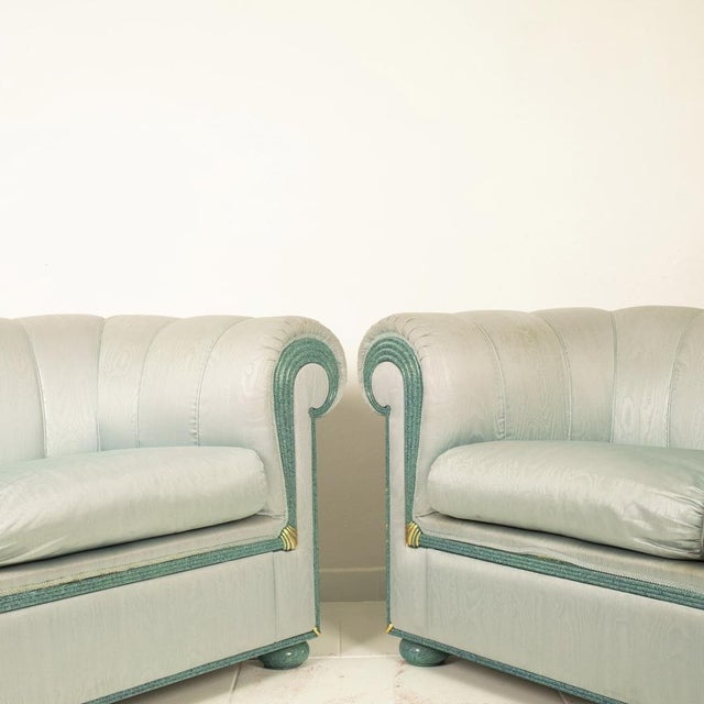 Moiré Silk Sofas from Style Arte, 1980s, Set of 2 For Sale - Image 3 of 18
