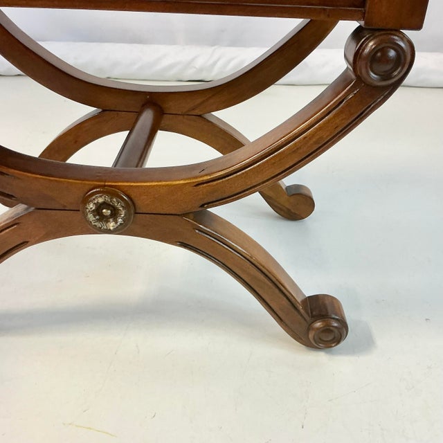 1970s 1970s Vintage French Empire Neoclassical Hollywood Regency Style X-Base Bench For Sale - Image 5 of 15