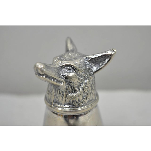 Vintage Pewter Fox Head Silver Plated Stirrup Cup Hunting Equestrian Shot Glass For Sale - Image 4 of 13