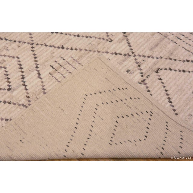 Nazmiyal Collection Modern Ivory Cream Tribal Geometric Moroccan Beni Ourain Design Rug For Sale - Image 9 of 9