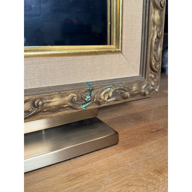 French Provincial Bronze Finish and Matted Accent Wood Wall Mirror For Sale - Image 9 of 12