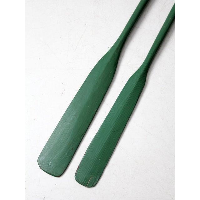 Mid 20th Century Vintage Painted Wooden Oars Pair For Sale - Image 5 of 11
