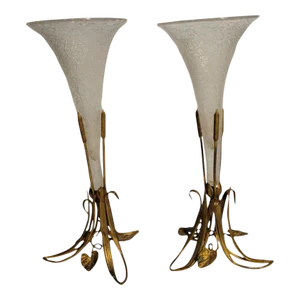 Pair of Antique Art Nouveau Trumpet Vases