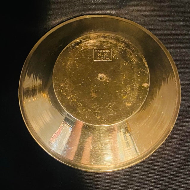 Metal Vintage Mid-Century Hand-Etched Indian Brass Bowls - Set of 2 For Sale - Image 7 of 7