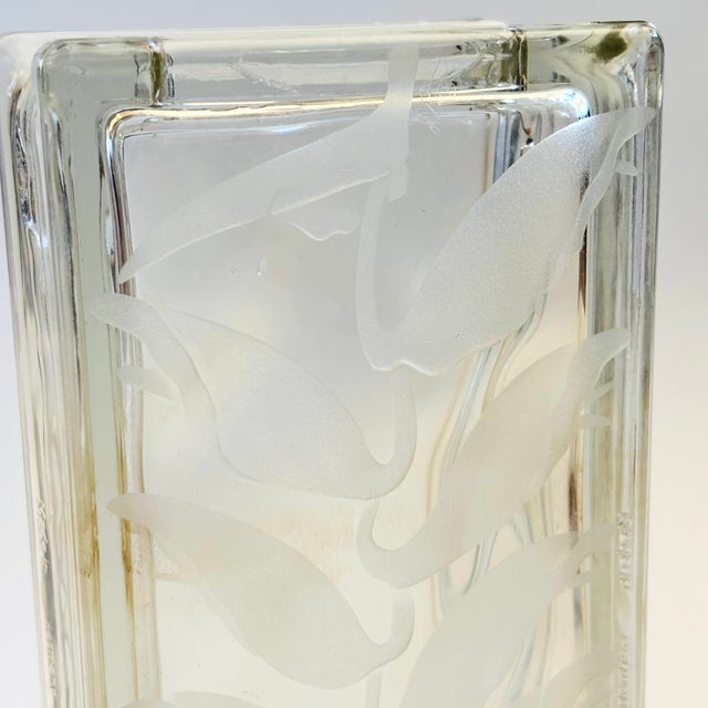 Vintage Frosted Flower Tall Glass Block Vase For Sale In San Francisco - Image 6 of 10