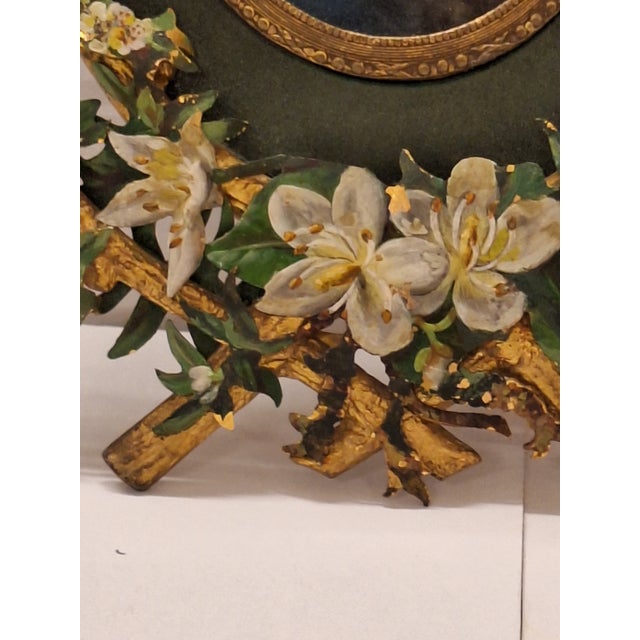 Antique Portrait Miniature Oil Painting Signed Rene With Cold Painted Frame For Sale - Image 9 of 14