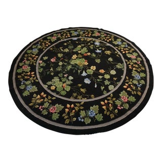 Vintage Round Needlepoint Rug For Sale