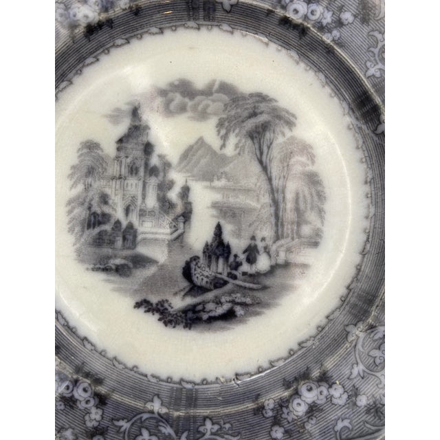 Antique T. J. & J. Mayer Black Mulberry Transferware Plate, “Rhone Scenery”. It is a great decorative plate. Please see...