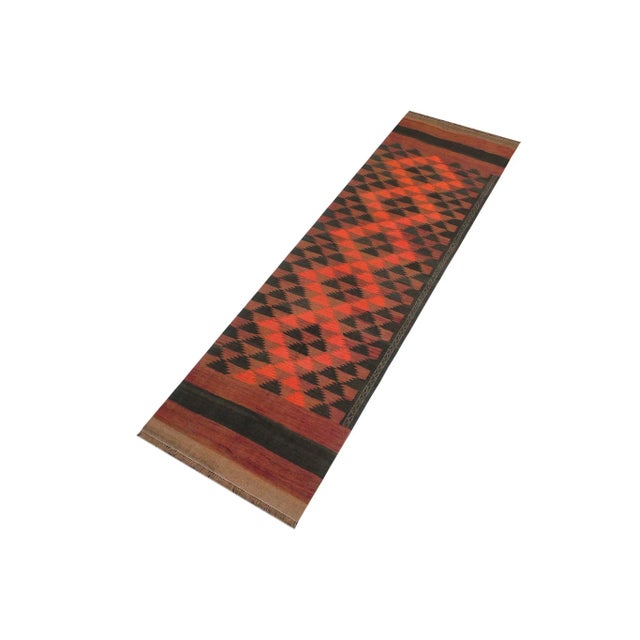 Tribal 1980s Vintage Kilim Red Orange Hand-Woven Area Rug For Sale - Image 3 of 13