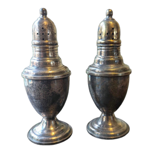 Antique Mid-Century Modern International Sterling Silver Salt & Pepper Shakers – Classic Weighted Silver Set