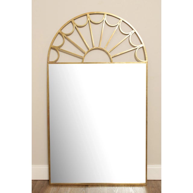 Quality Large Mid Century Modern Arched Sunburst Brass Mirror