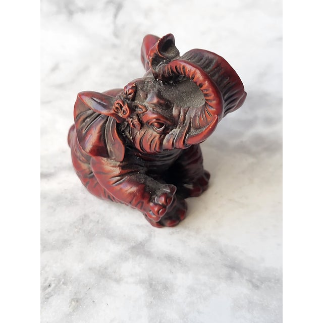 Mid 20th Century Red Boxwood Japanese Netsuke Elephant For Sale - Image 5 of 14