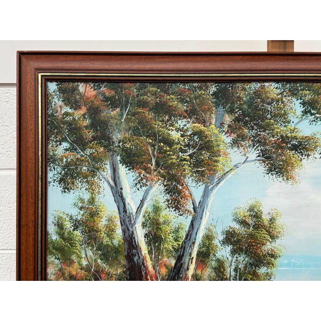 Tranquil Australian Landscape with Eucalyptus Trees - Vintage 20th Century Art 1960 Circa For Sale - Image 13 of 14