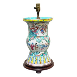 Early 19th Century Chinese Export Famille Rose (Fencai) Gu-Form, Now as a Lamp For Sale