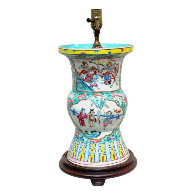 Early 19th Century Chinese Export Famille Rose (Fencai) Gu-Form, Now as a Lamp For Sale