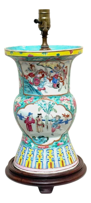 Early 19th Century Chinese Export Famille Rose (Fencai) Gu-Form, Now as a Lamp