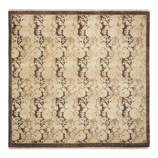 Mogul Collection Hand-Knotted Area Rug - Brown 5' 1" x 5' 3" For Sale