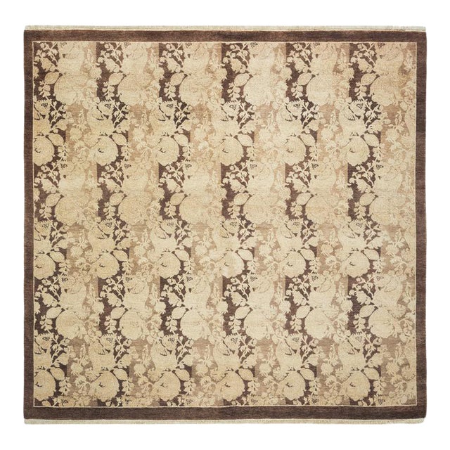 Mogul Collection Hand-Knotted Area Rug - Brown 5' 1" x 5' 3" For Sale