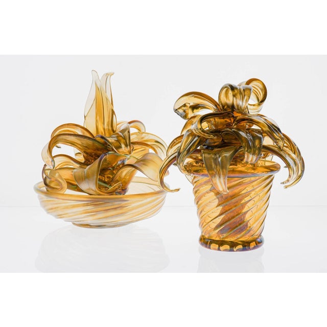 Cactus in Iridescent Smoke Vamsa attributed to Napoleone Martinuzzi Murano, 1930s, Set of 2 For Sale - Image 9 of 18