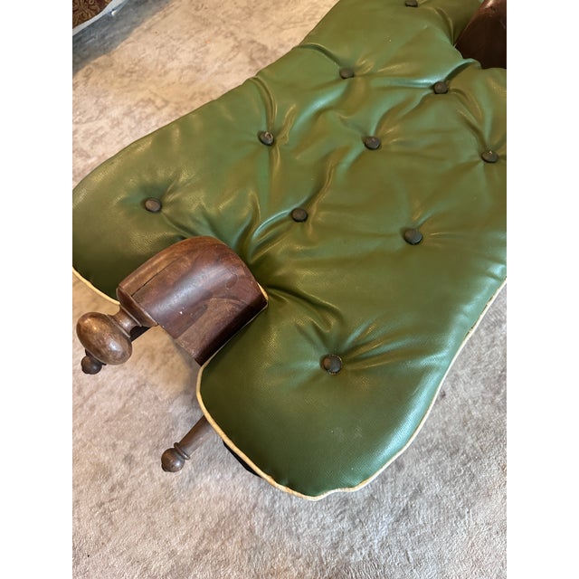 Moroccan Vintage Moroccan Style Tufted Green Leather Camel Saddle Footstool - Ottoman For Sale - Image 3 of 6