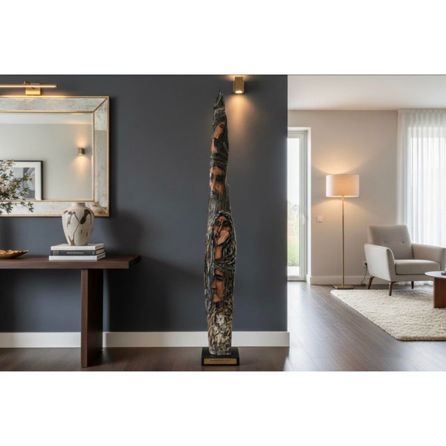 Monumental 73-Inch Signed 1984 American Outsider Folk Art Totem - "Ancestral Spirit" Painted Salvaged Timber For Sale - Image 18 of 18