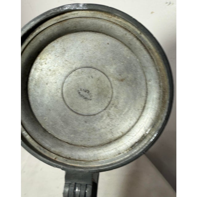 Antique 1Ltr. Early 1800's German Pottery Pewter Lidded Beer Stein Mug Tankard For Sale - Image 10 of 14