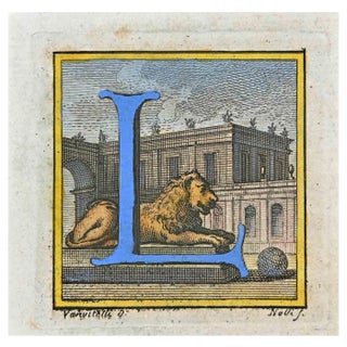 Luigi Vanvitelli, Letter of the Alphabet L, Etching, 18th Century For Sale