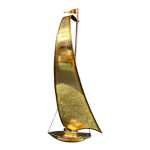 Mid Century Demott Brass & Onyx Sailboat