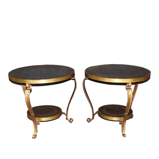 Pair of Solid Brass or Bronze Patinated Gueridons by Century Furniture Company For Sale
