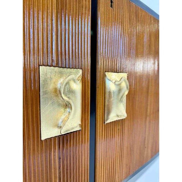 Beige Art Deco Italian Lacquer Walnut and Gold Leaf Sideboard attributed to Osvaldo Borsani, 1950s For Sale - Image 8 of 12