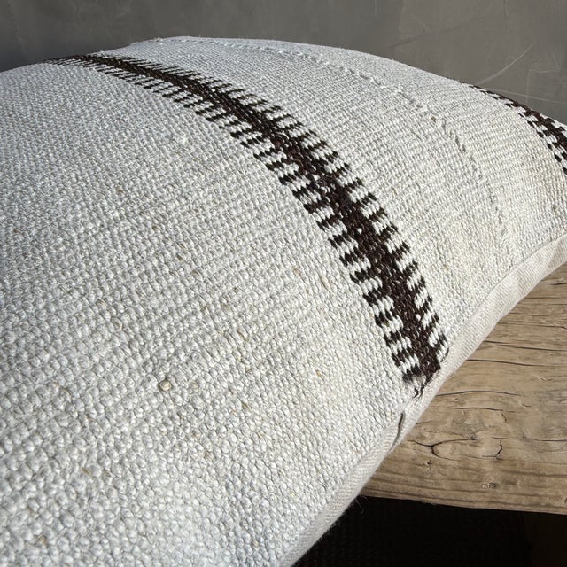 Mid-Century Modern Vintage Rug Pillow Cover With Stripes For Sale - Image 3 of 6