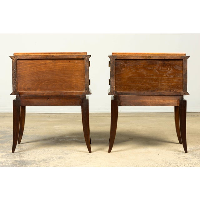 Pair of French Art Deco Mahogany and Burl Wood Nightstands, 1930s For Sale - Image 17 of 17