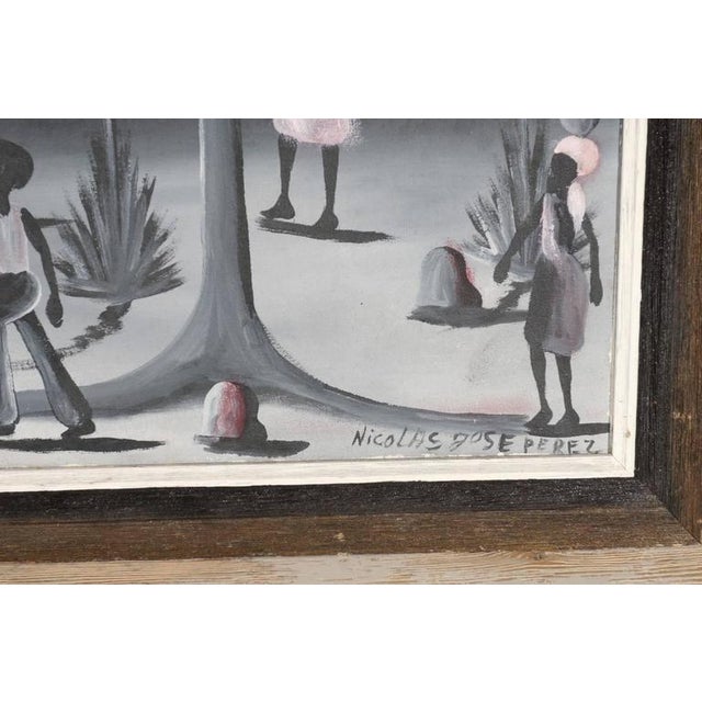 Vintage Haitian Village Painting For Sale - Image 4 of 8