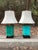 Turquoise Pair of Edwin Cole for Stiffel Mid-Century Modern Turquiose Lamps With Antique Brass Hardware and Ebony Base, Unmarked For Sale - Image 8 of 11