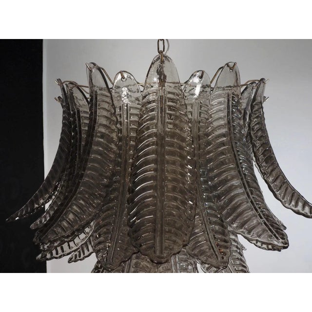 Mid-Century Modern Italian Murano Three-Tier Smoked Felci Glass Chandelier-48 Glasses For Sale - Image 3 of 9