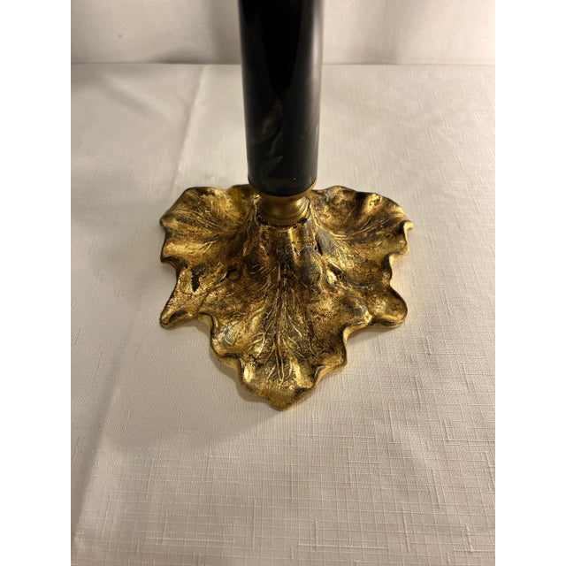 Contemporary Hollywood Regency Empire Style Column Palm Tree Table Lamp With Shade For Sale - Image 6 of 10