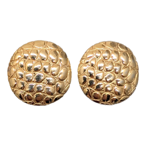 Vintage Signed Napier Goldtone Alligator Skin Texture Clip Earrings-2 Pieces