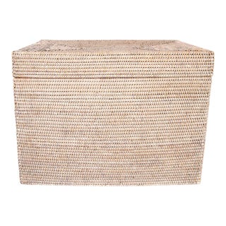 Artifacts Rattan Rectangular Hinged Chest/Trunk in White Wash - 23" For Sale