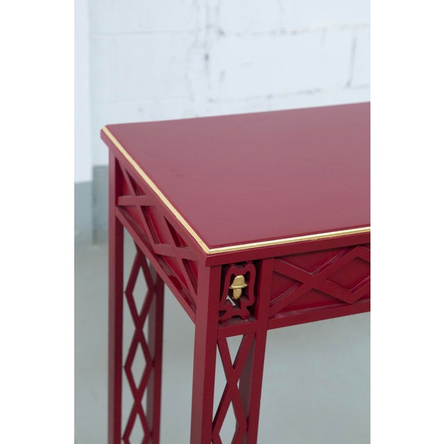 Wood Art Deco Italian Lacquered Red Console with Gold Inserts, 1940 For Sale - Image 7 of 11